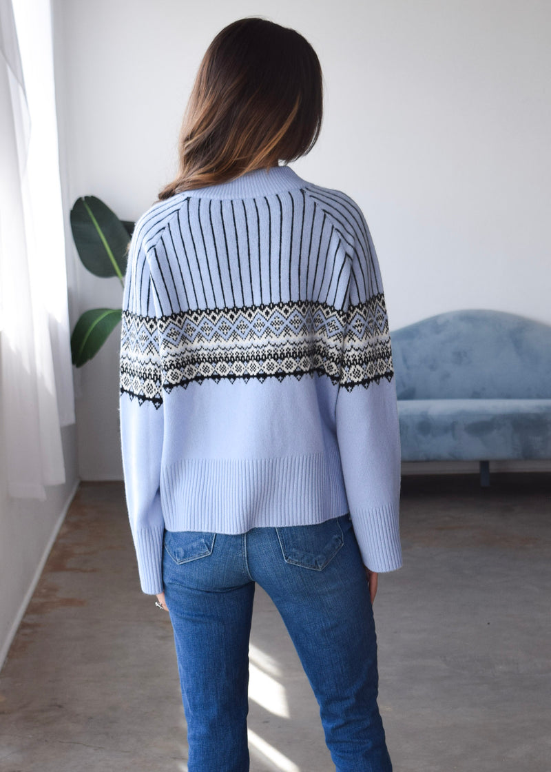 Fair Isle Crew Neck Sweater Blue