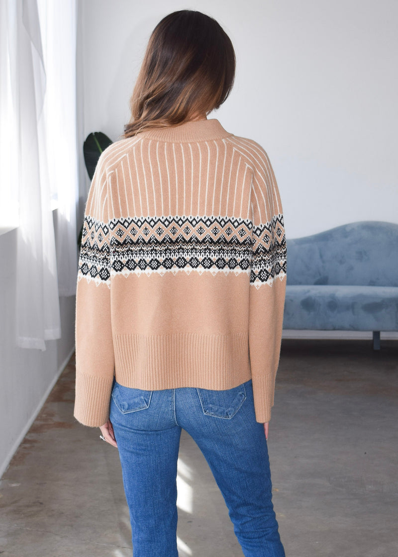 Fair Isle Crew Neck Sweater Tan
