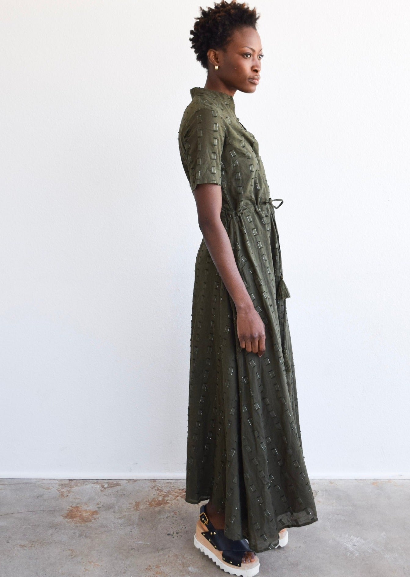 Kelli Short Sleeve Maxi Olive Geo Kelli Short Sleeve Maxi Olive Geo