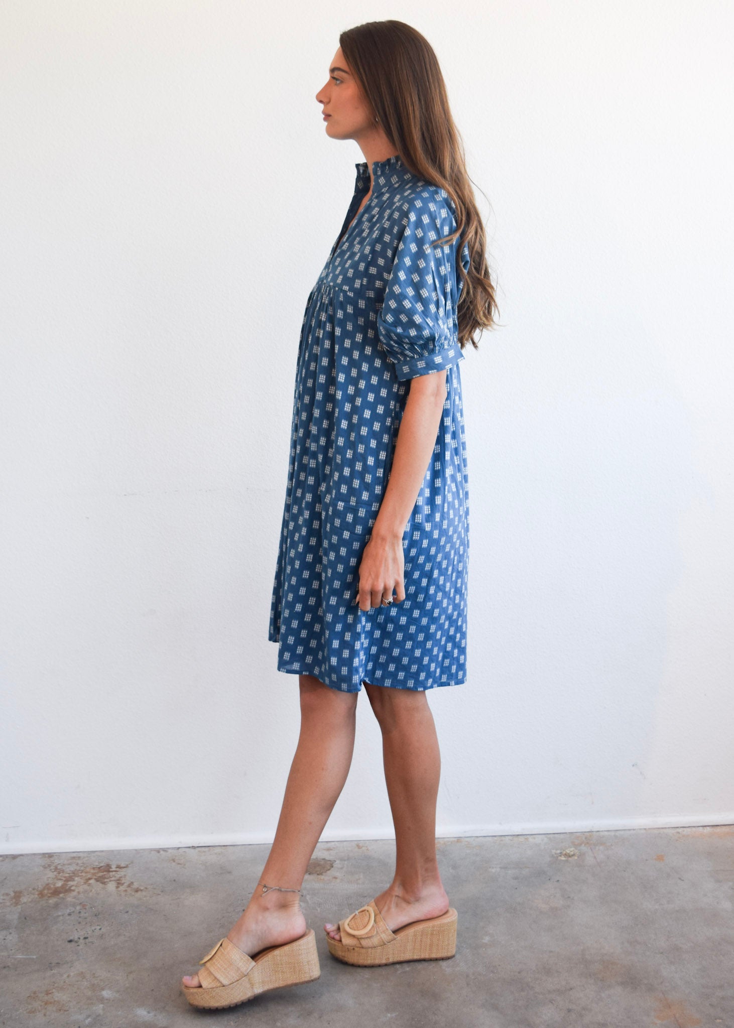 Never A Wallflower | High Neck Dress 9 Dot Prussian Never A Wallflower | High Neck Dress 9 Dot Prussian