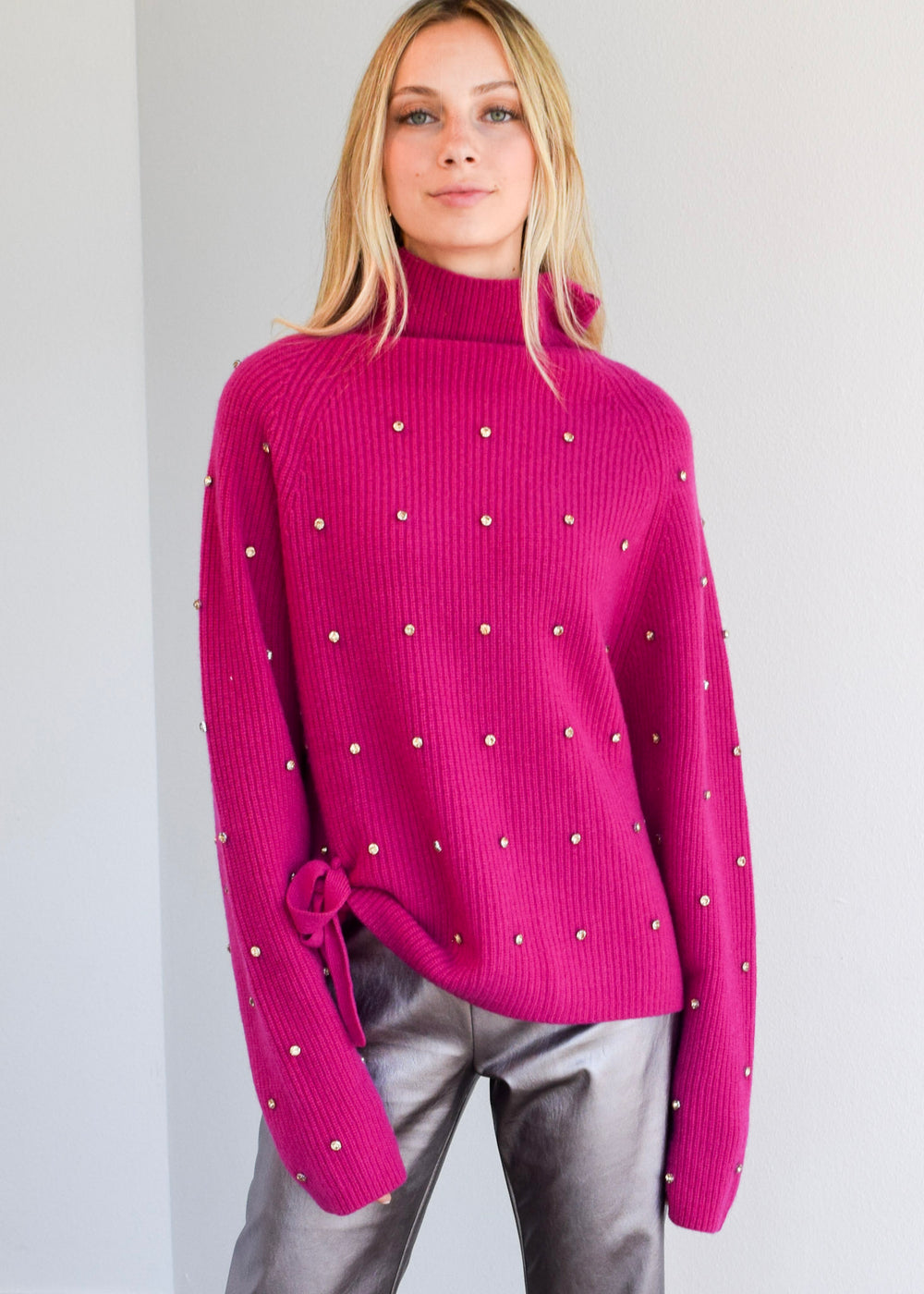 Seeing Stars Sweater Pink with Platinum Rhinestones