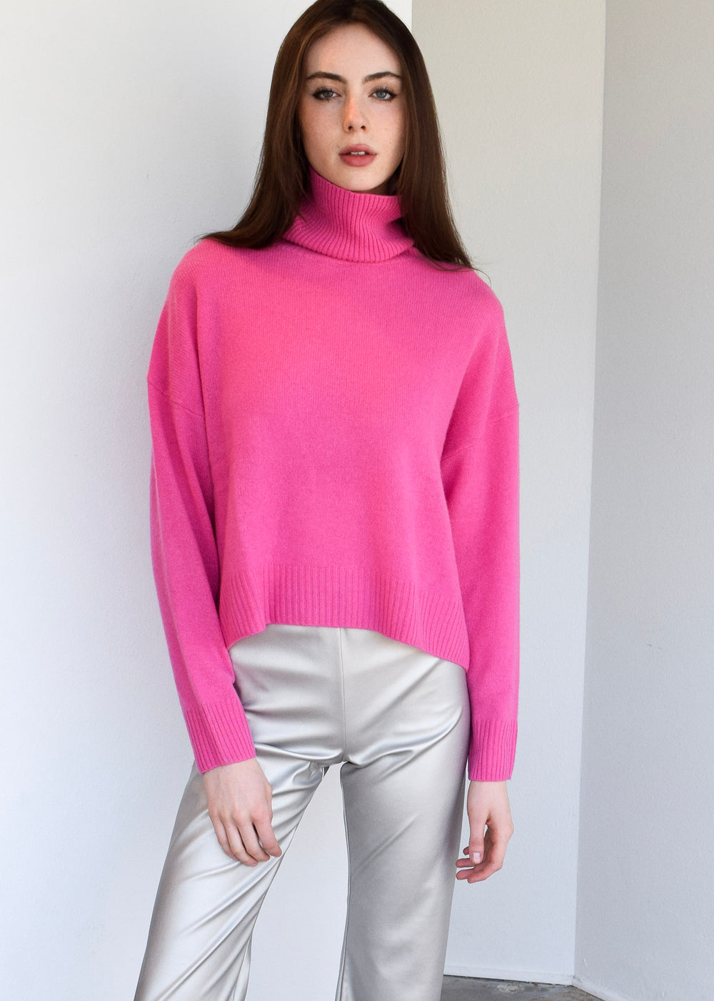 Long Sleeve Relaxed Turtleneck Sweater Lipstick