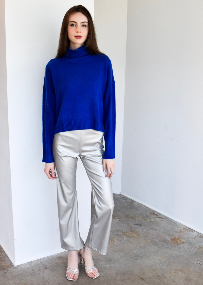 Long Sleeve Relaxed Turtleneck Sweater Cobalt