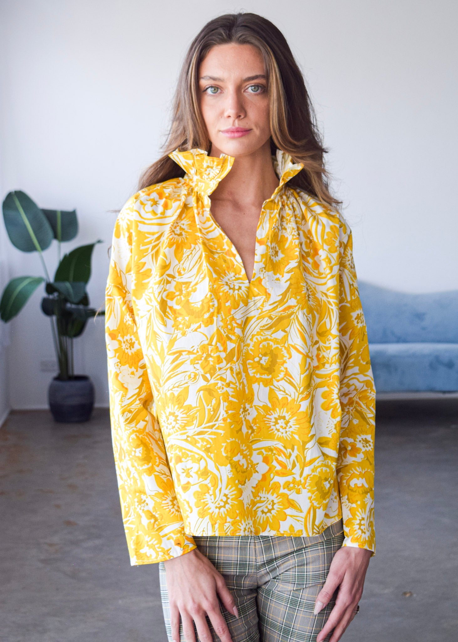 Never A Wallflower | Vicki Long Sleeve Top Ocher Floral