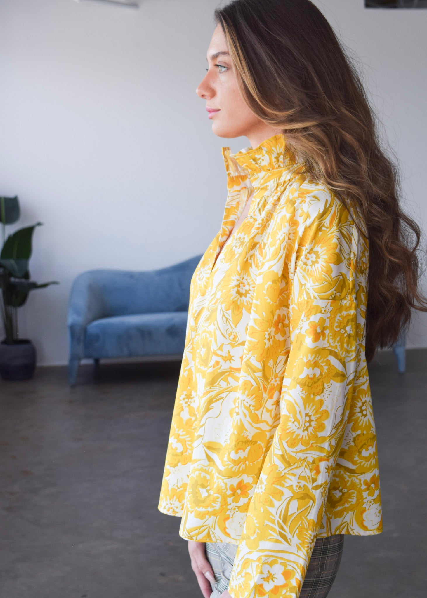 Never A Wallflower | Vicki Long Sleeve Top Ocher Floral