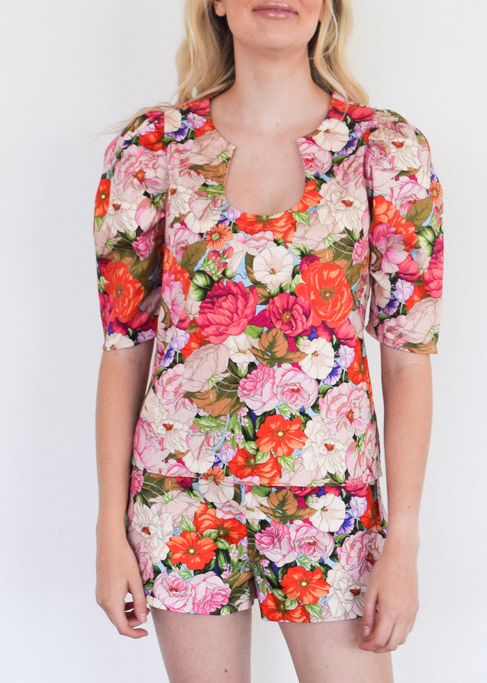Horseshoe Top Floral Cotton Spandex Sateen