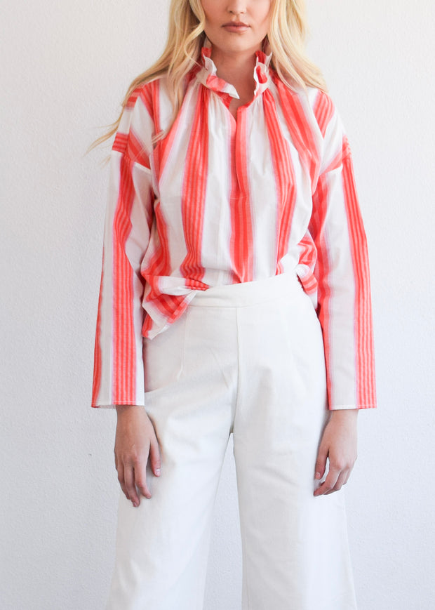 Vicki Long Sleeve Top Pink & Orange Stripe