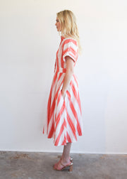 Drop Shoulder Dress Pink and Orange Stripe