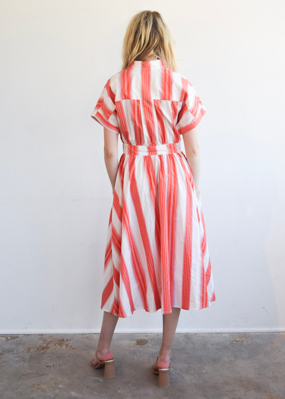 Drop Shoulder Dress Pink and Orange Stripe