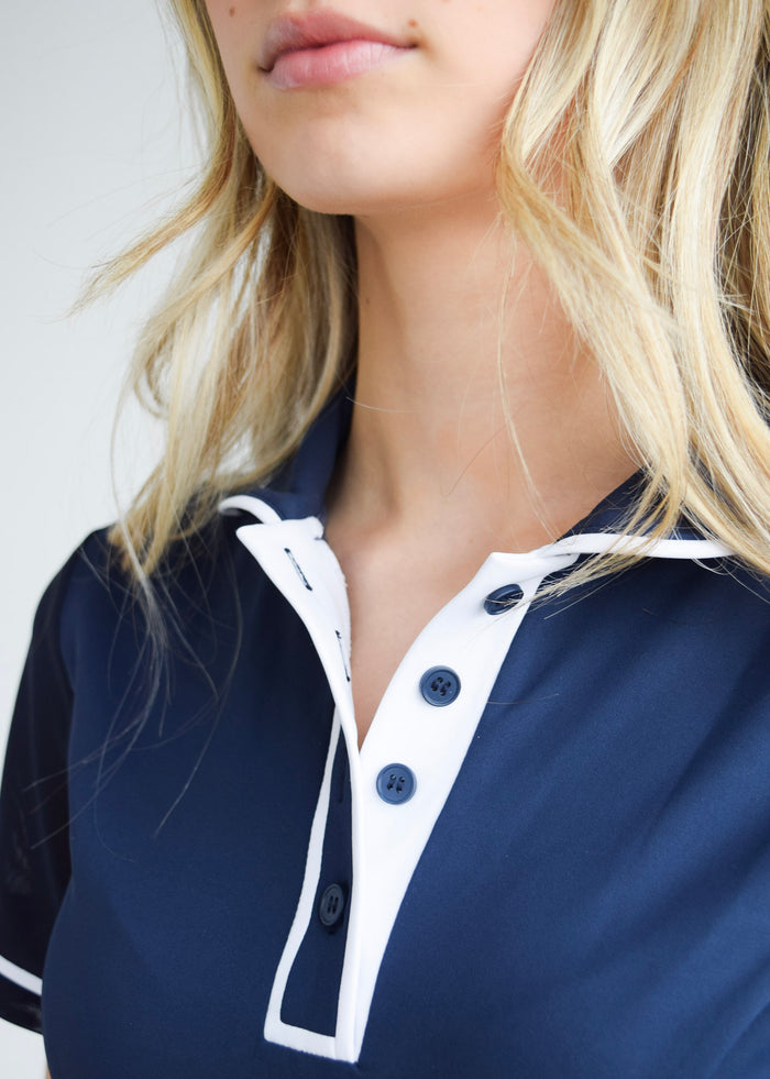 Henley Button Dress Navy