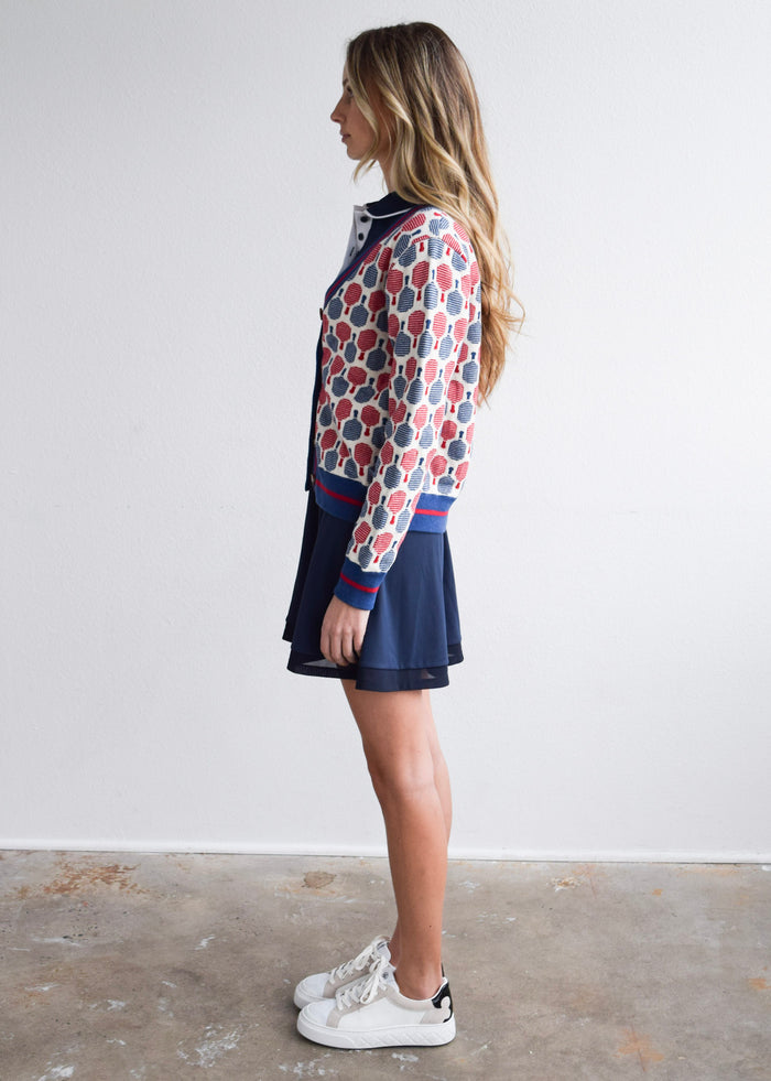 Long Sleeve Cardigan Sweater Pickleball Racquets