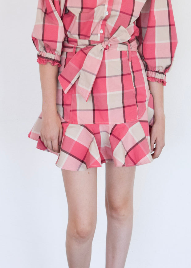 Prairie Mini Skirt Pink Plaid