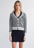 Long Sleeve Cardigan Sweater Golf Houndstooth