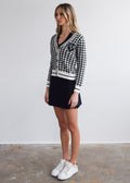 Long Sleeve Cardigan Sweater Golf Houndstooth