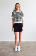 Short Sleeve Crew Neck Sweater Golf Houndstooth