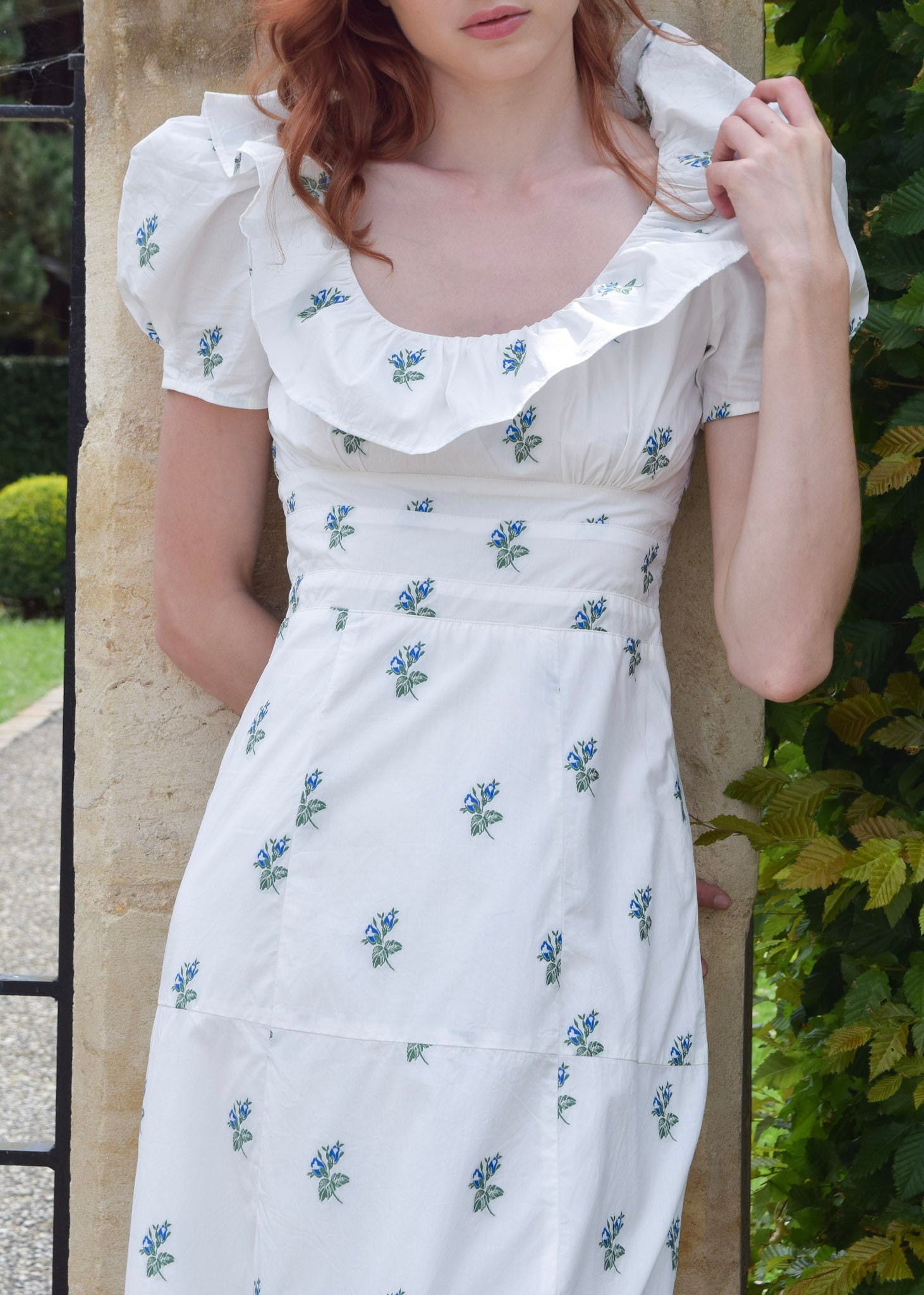 Never A Wallflower | Chloe Maxi Dress Blue Green Floral Jacquard