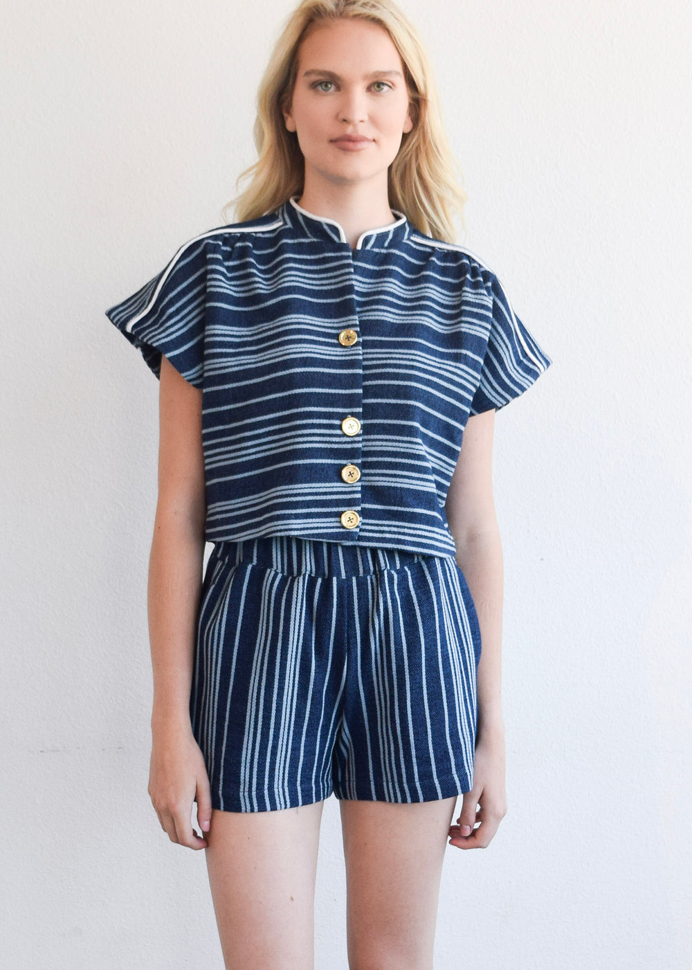 Pull On Shorts Navy Double Knit