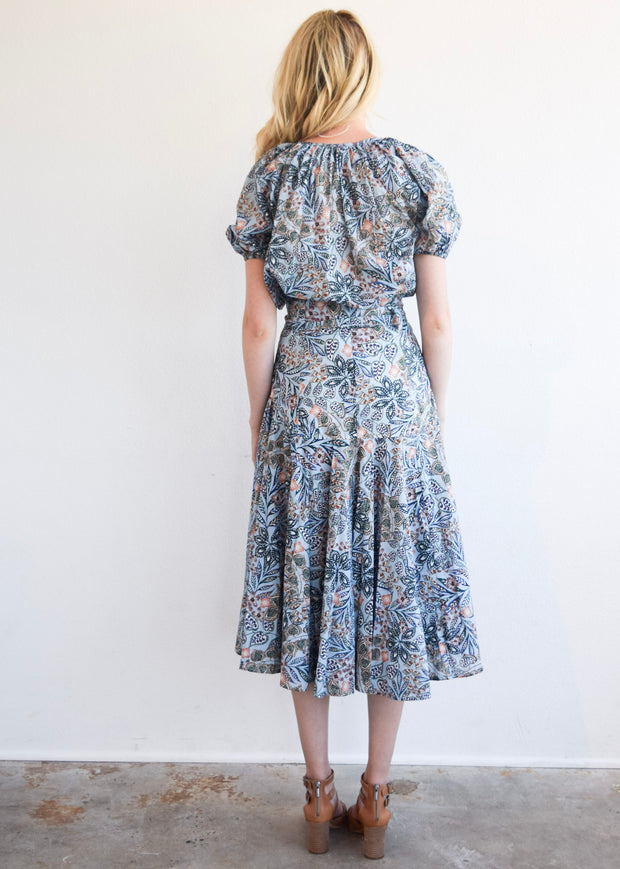 Prairie Midi Skirt Blue Floral