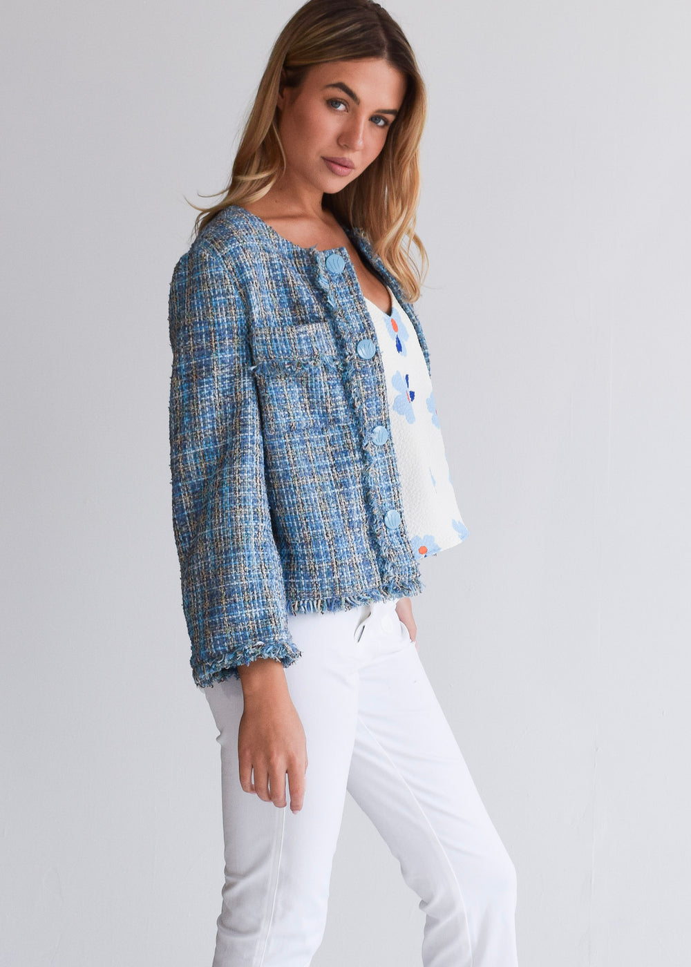 Boxy Jacket Blue Tweed