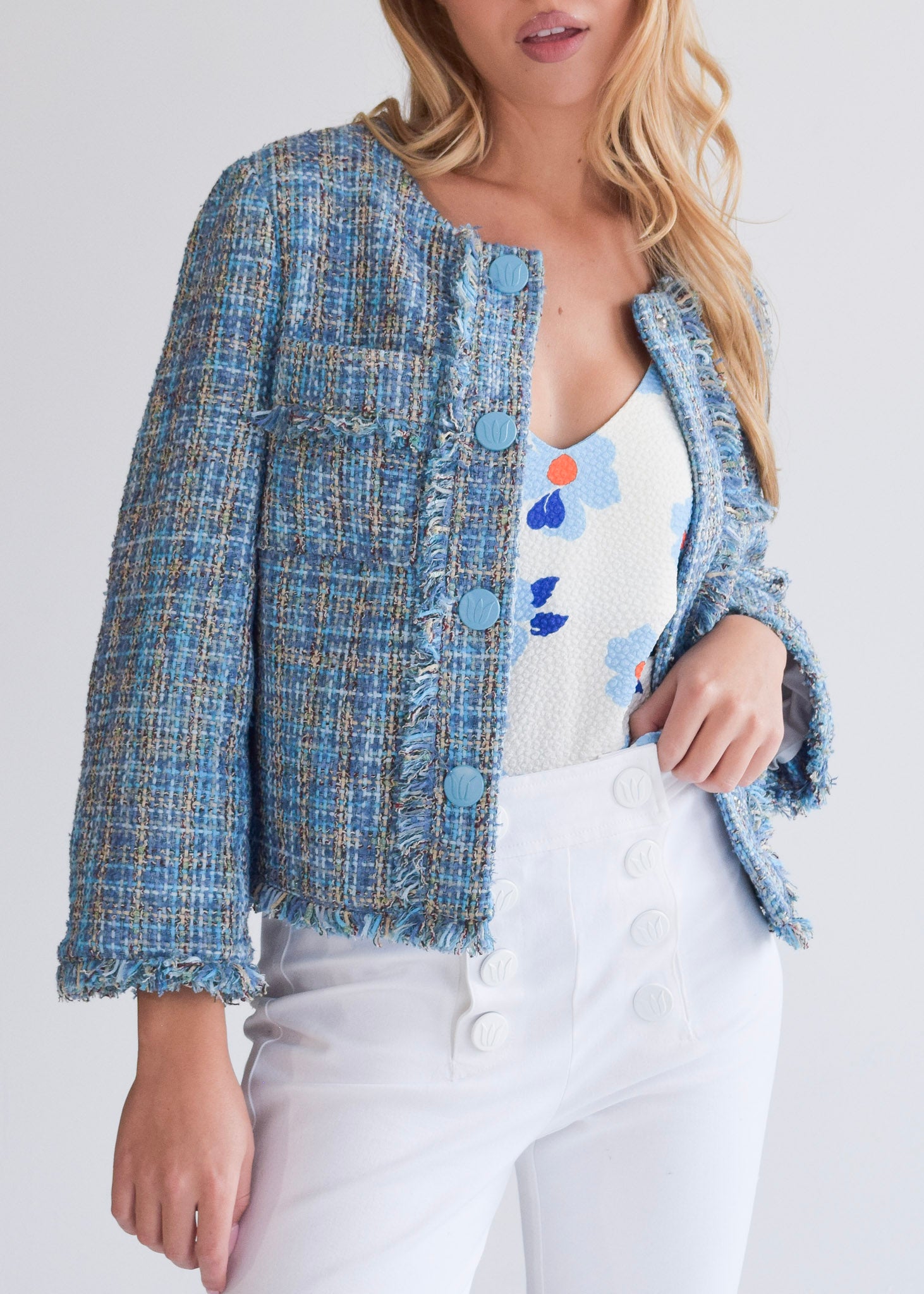 Boxy Jacket Blue Tweed