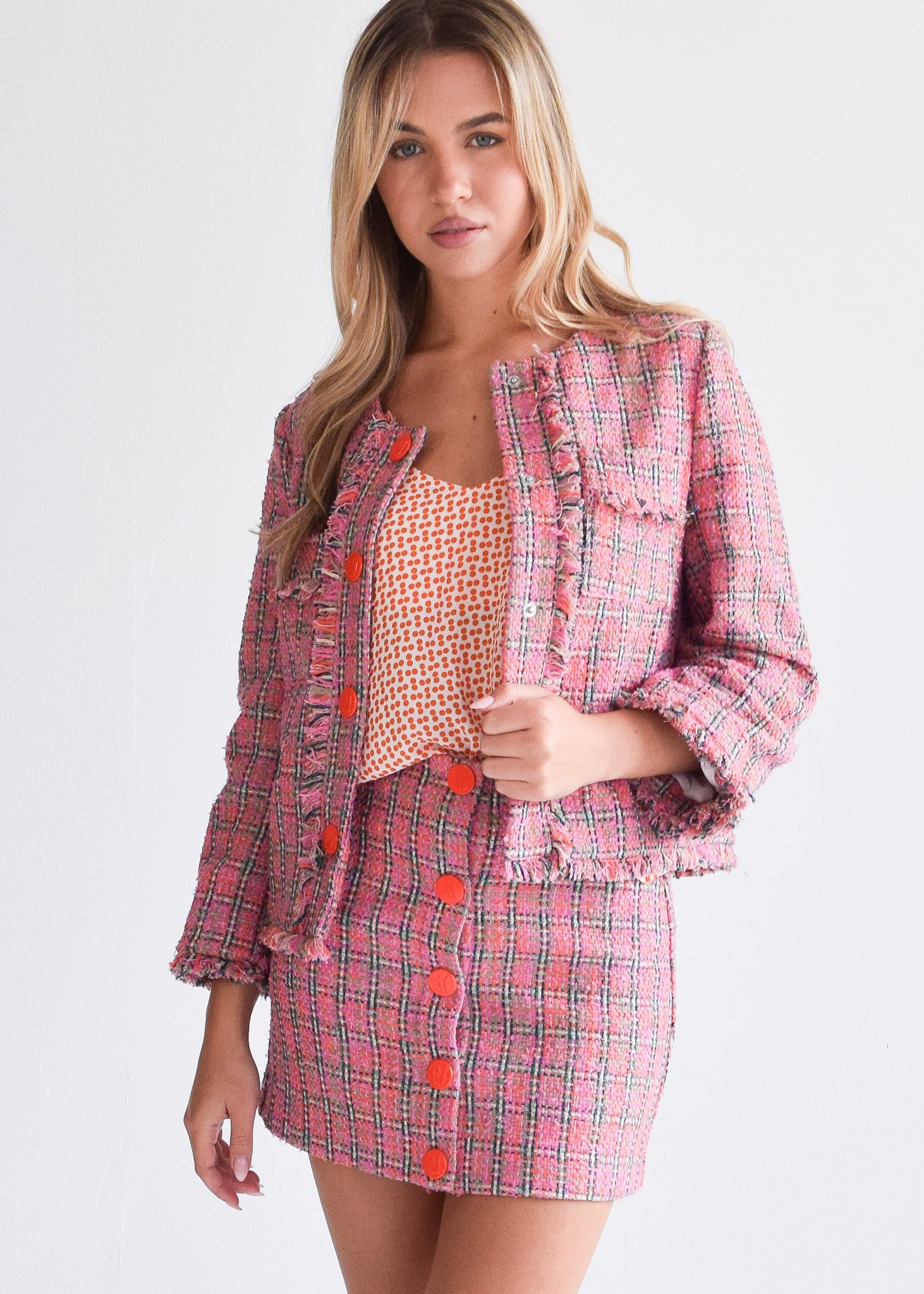 Boxy Jacket Pink Tweed