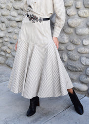 Prairie Midi Skirt Black/White Ticking