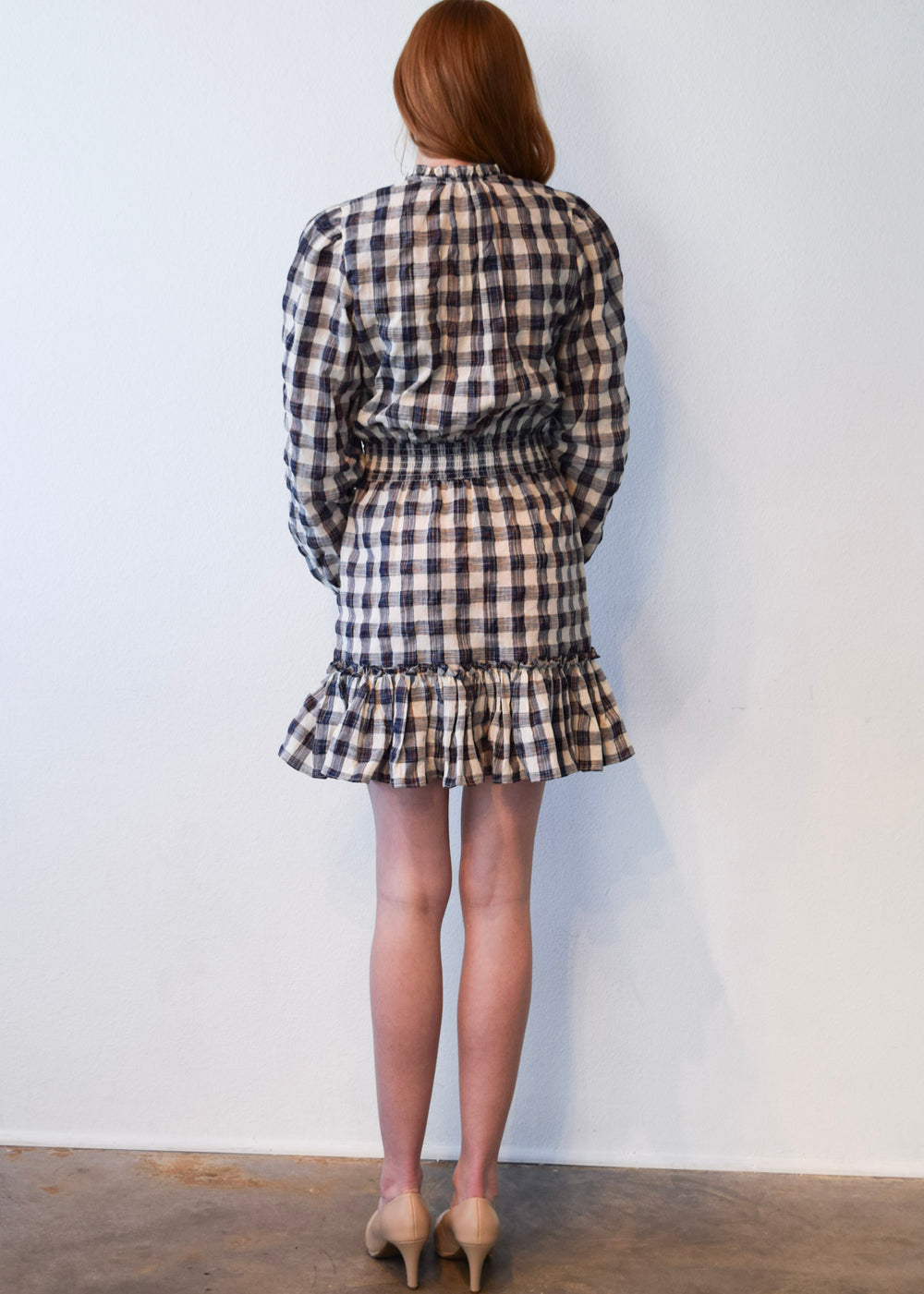 Primrose Short Dress Navy Plaid