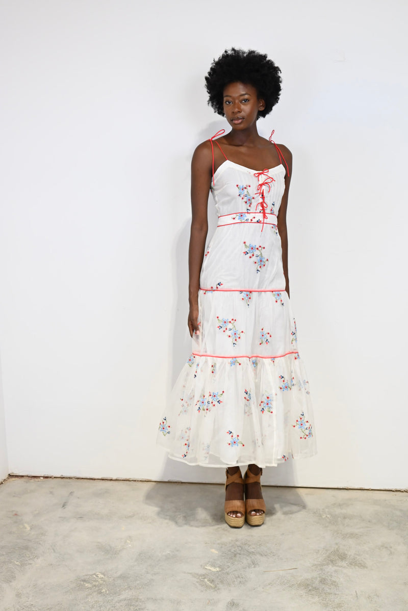 Lindsey Long Dress Crosstitch Organza