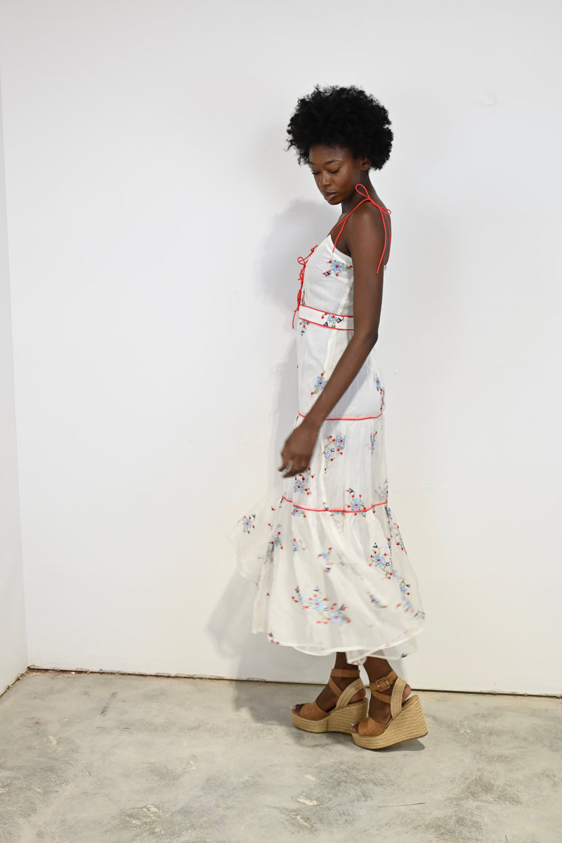 Lindsey Long Dress Crosstitch Organza