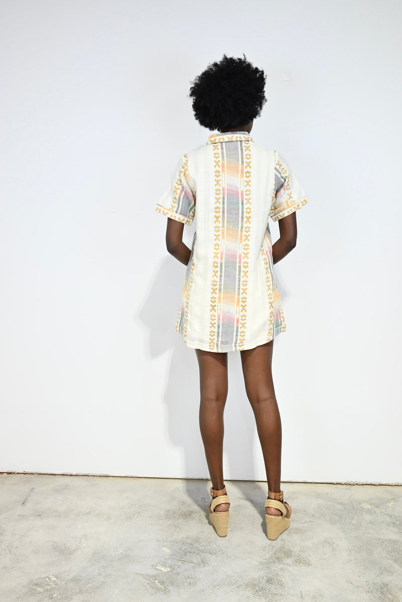 Split Neck Dress White
