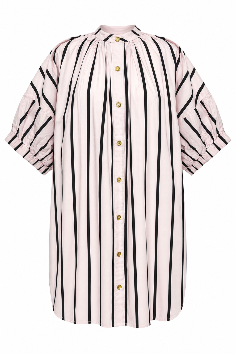 Elastic Sleeve Dress Pink Cabana Stripe
