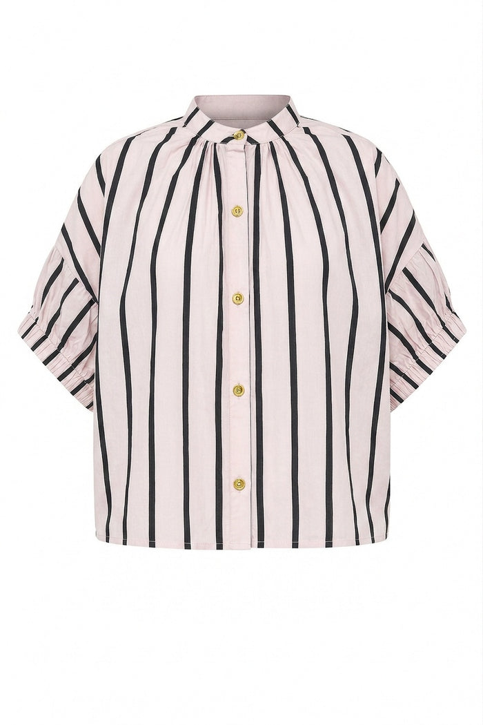 Elastic Sleeve Top Pink Cabana Striped