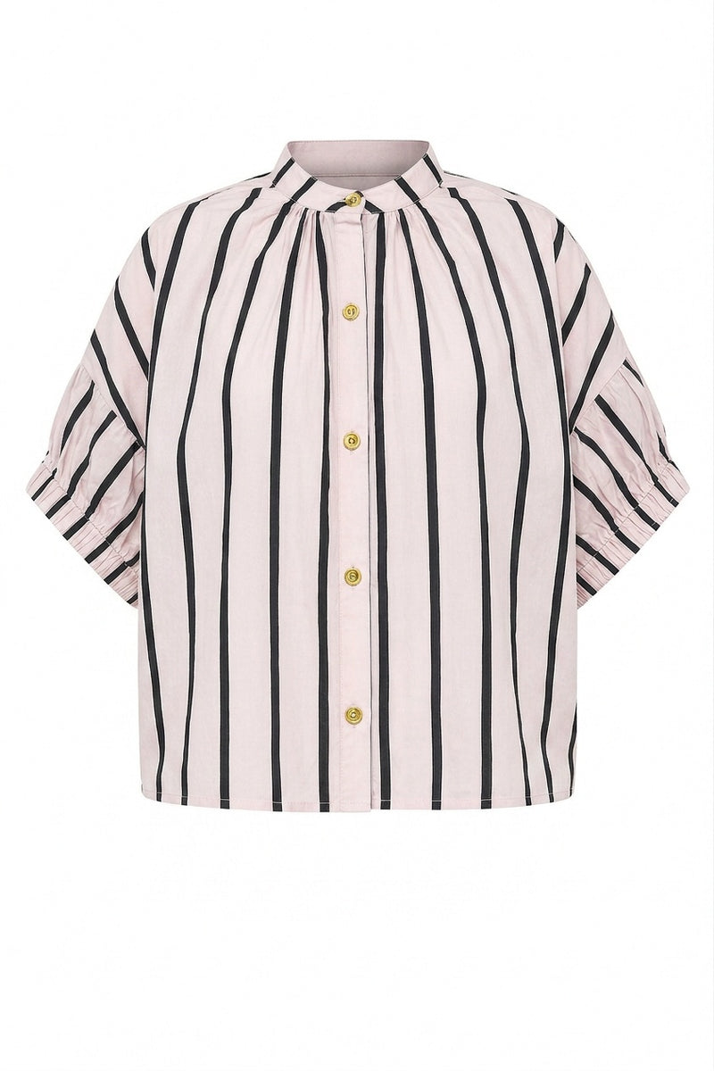 Elastic Sleeve Top Pink Cabana Striped