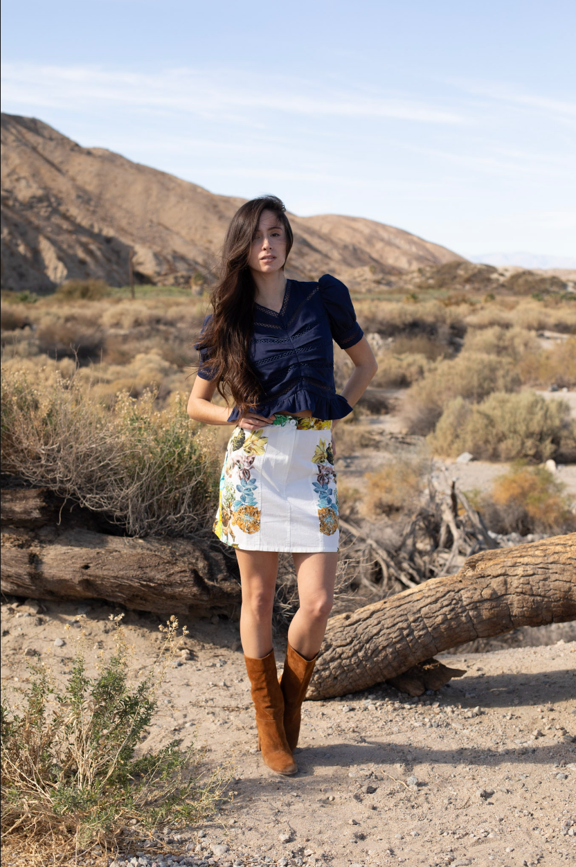 Embroidery Stripe Top