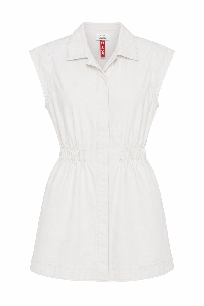 Epaulet Short Dress Bone Denim