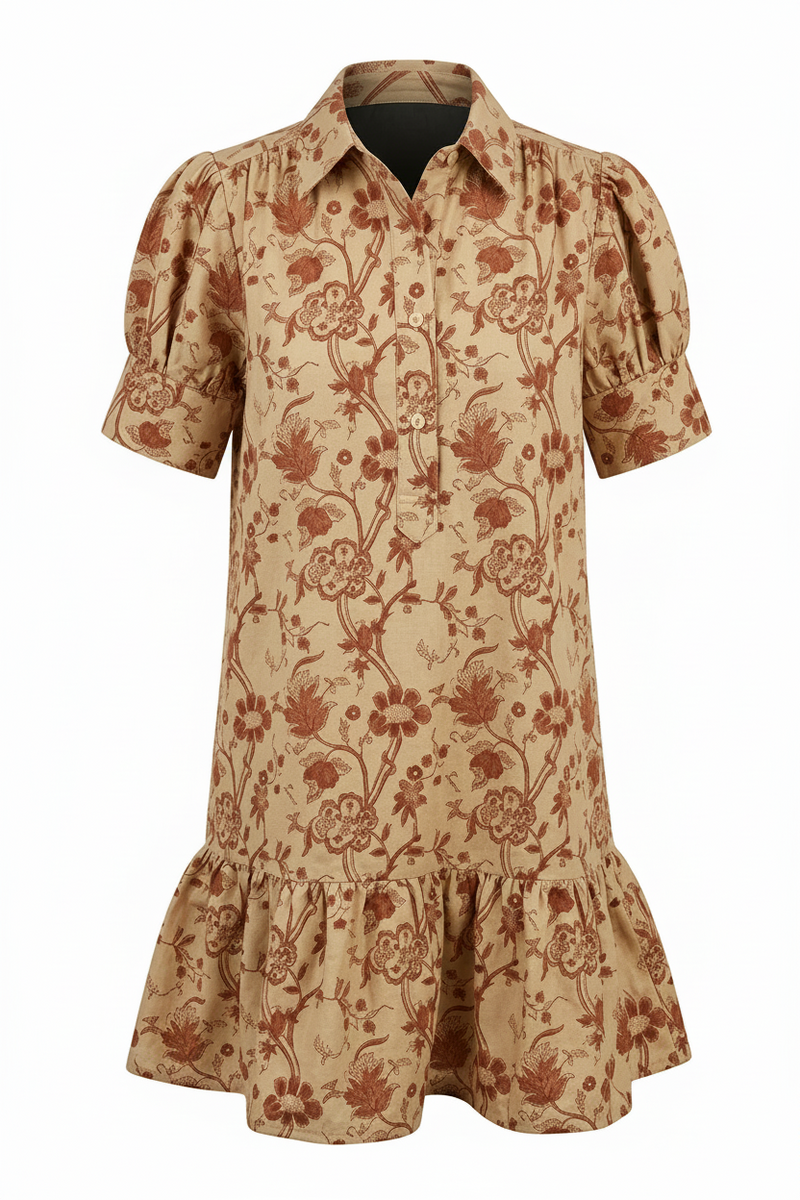 Everything Short Sleeve Dress Embroidered Faux Leather