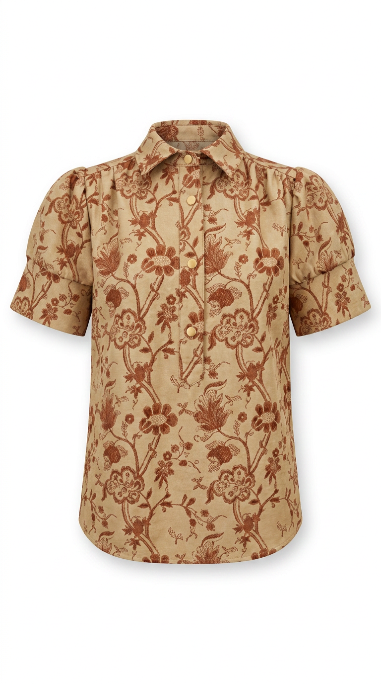 Everything Short Sleeve Top Embroidered Faux Leather
