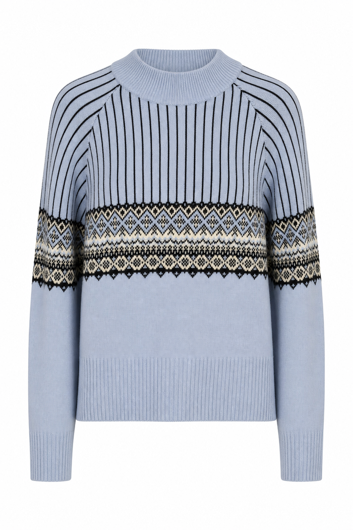 Fair Isle Crew Neck Sweater Blue
