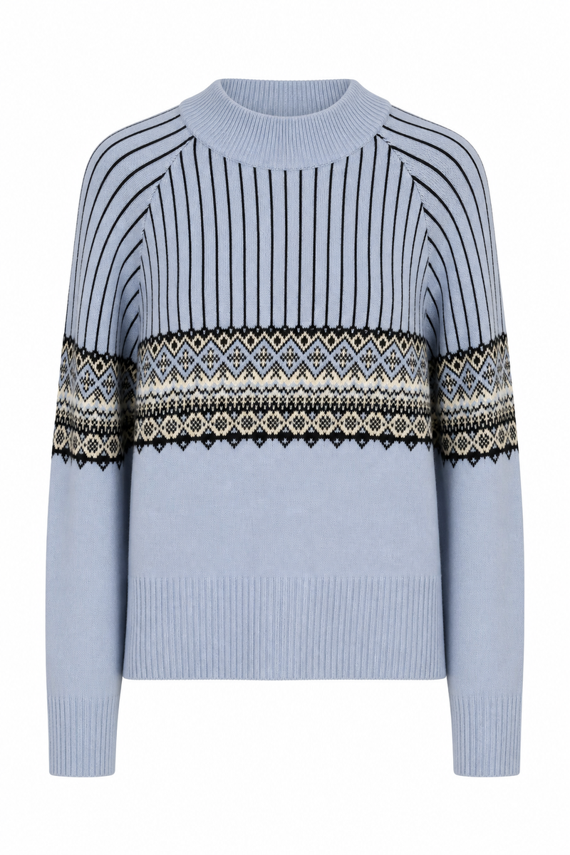 Fair Isle Crew Neck Sweater Blue