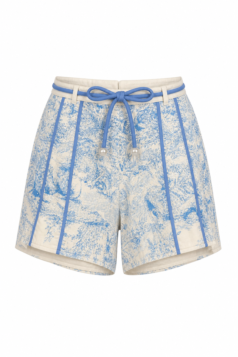 Grasse Piped Shorts Blue Toile