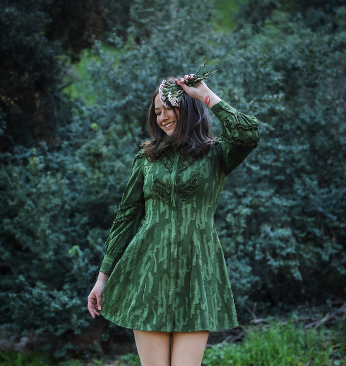 Grenadine Short Dress Moss