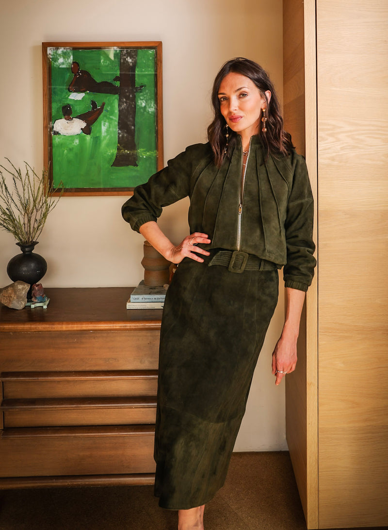 Kristin Skirt Moss Suede