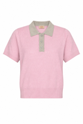 Henley Sweater Pink & Tan