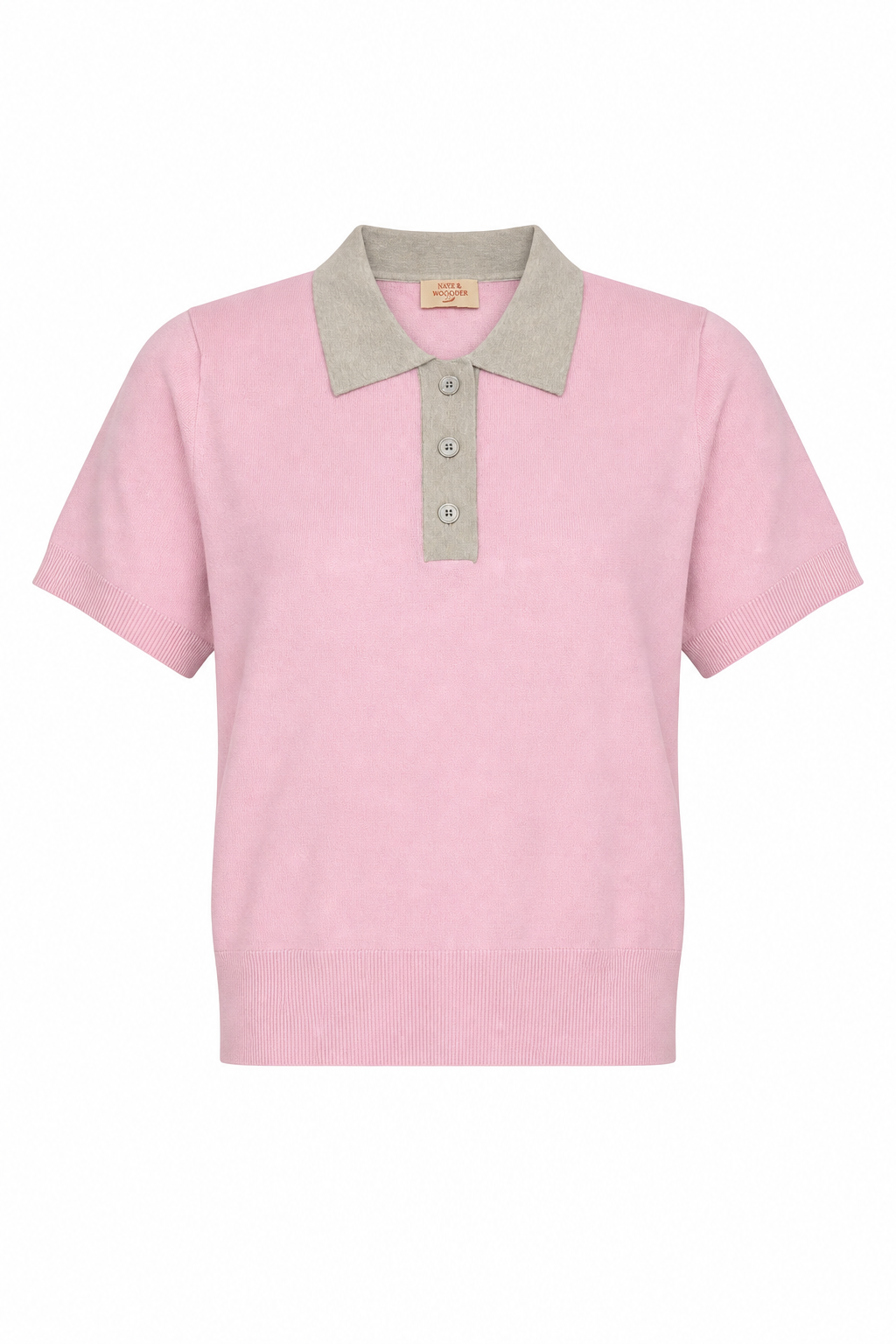 Henley Sweater Pink & Tan
