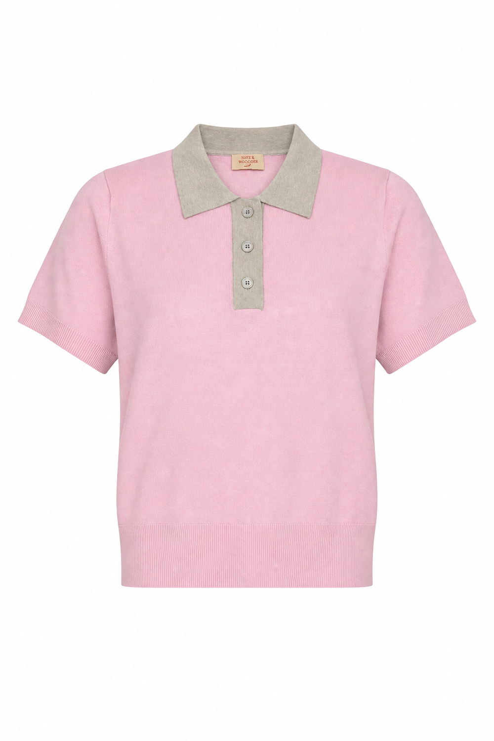 Henley Sweater Pink & Tan