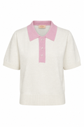 Henley Sweater Cream & Pink
