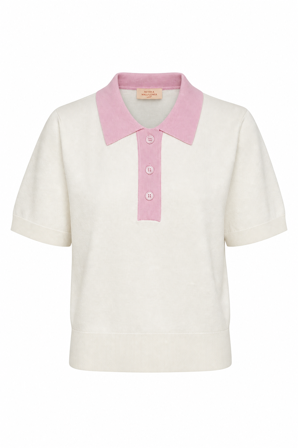 Henley Sweater Cream & Pink