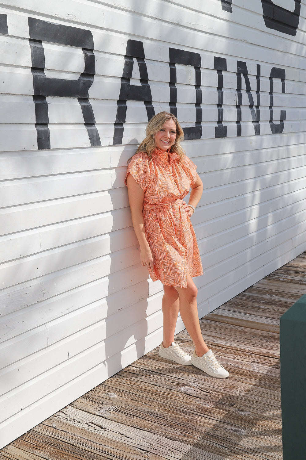 Vicki Button Down Dress Burnt Orange Swirl