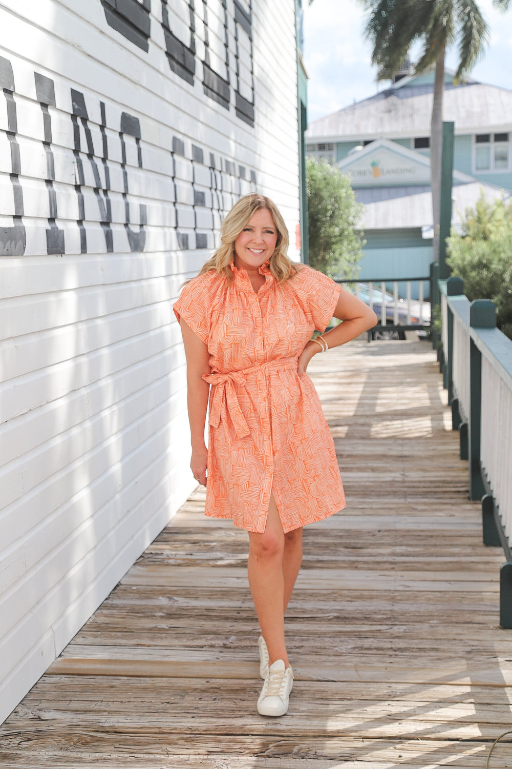 Vicki Button Down Dress Burnt Orange Swirl