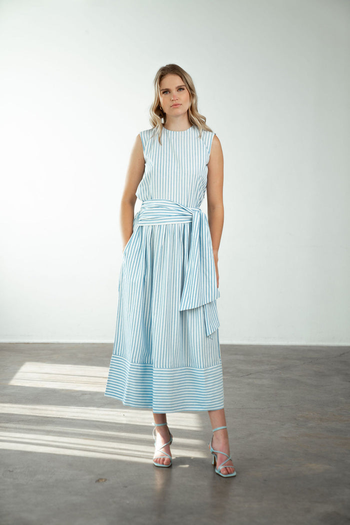 Yarrow Big Bow Skirt Blue Striped